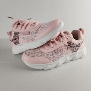 Pink Sneakers Leopard Print Womens Tennis Shoes Size US 6.5 EUR 37 Shein Fashion